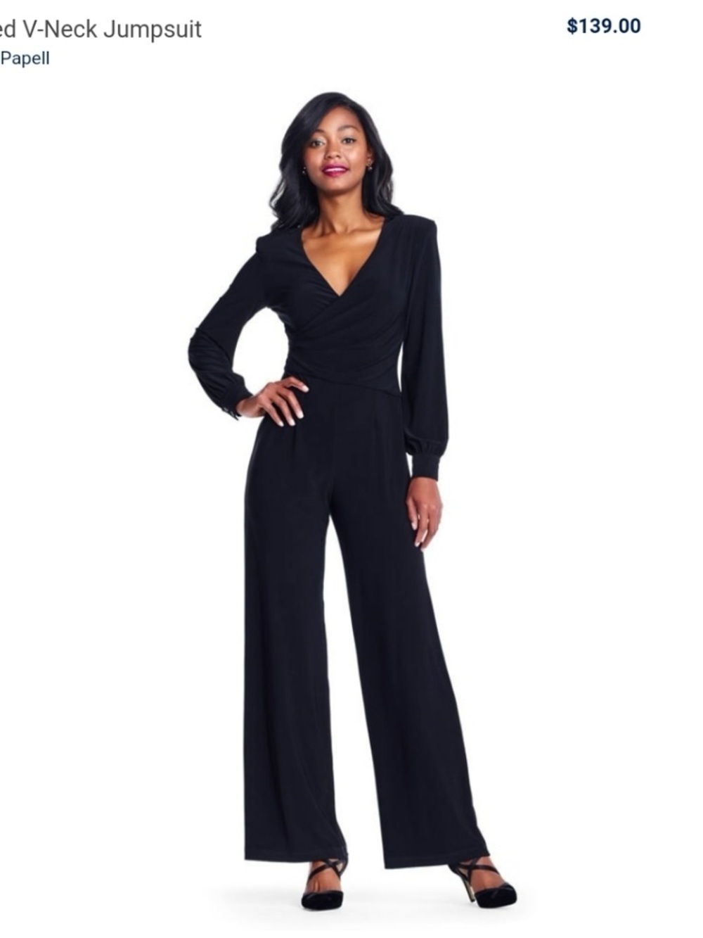 Adrianna Papell black wrapped v-neck jumpsuit